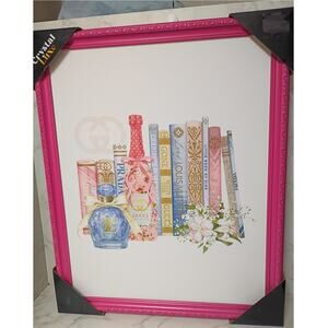 Crystal Luxe Designer Inspired Fuschia Framed Painting - NEW